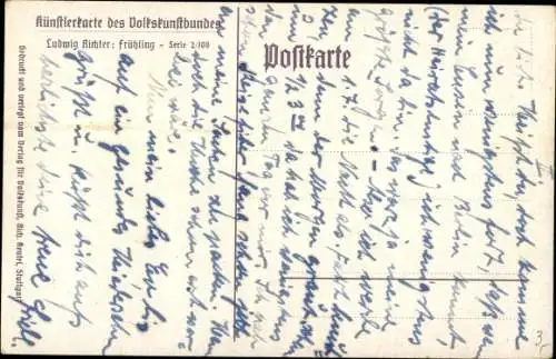 Künstler Ak Richter, Ludwig, Frühling, Schäfer spielt Flöte