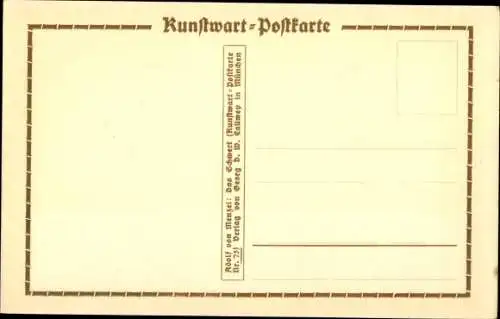 Künstler Ak Menzel, Adolph von, Schleifen eines Schwertes, Kunstwart Postkarte