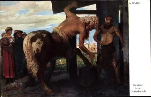 Künstler Ak Böcklin, Arnold, Kentaur in der Dorfschmiede, Zentaure