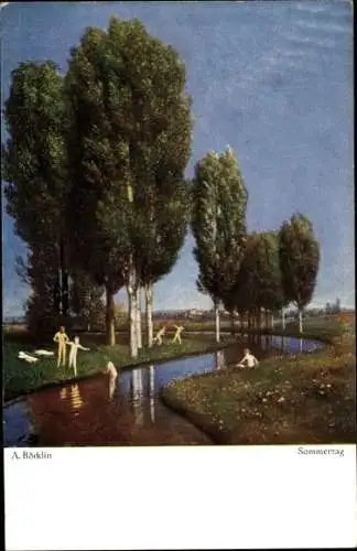 Künstler Ak Böcklin, Arnold, Sommertag, Badende am Fluss