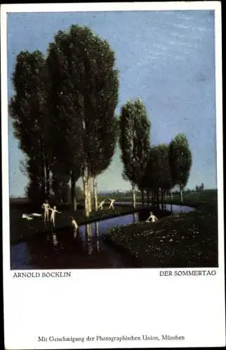 Künstler Ak Böcklin, A., Sommertag, Fluss, Badende Menschen