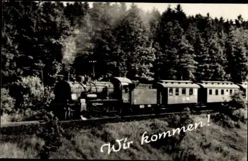 Ak Ich komme, Deutsche Eisenbahn, Dampflok in voller Fahrt