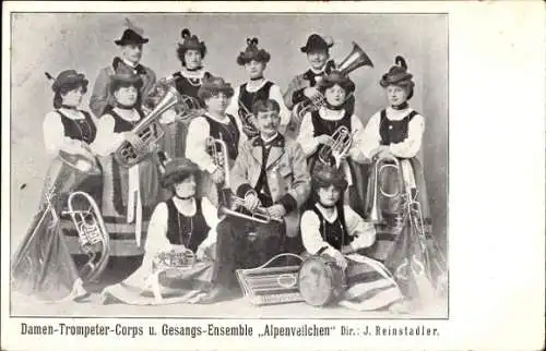 Ak Damen-Trompeter-Corps und Gesangs-Ensemble Alpenveilchen, Dir. J. Reinstadler