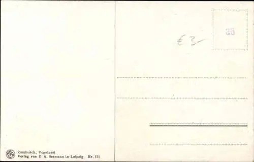 Künstler Ak von Zumbusch, Ludwig, Das Vogelnest, zwei Mädchen und ein Junge