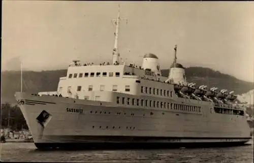 Ak Eisenbahnfährschiff der Deutschen Reichsbahn, MS Sassnitz, VEB Neptun