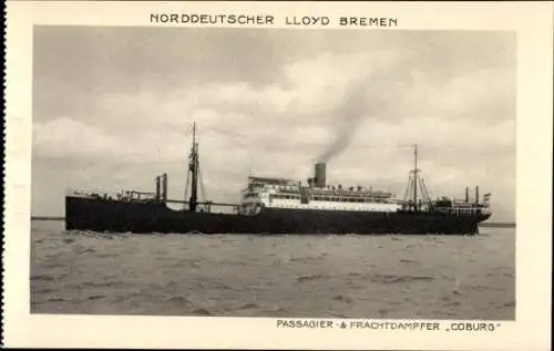 Ak Passagier- und Frachtdampfer Coburg, Norddeutscher Lloyd Bremen