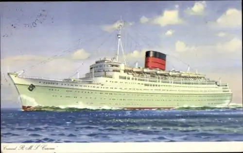 Ak Dampfer RMS Caronia auf dem Meer, Cunard Line