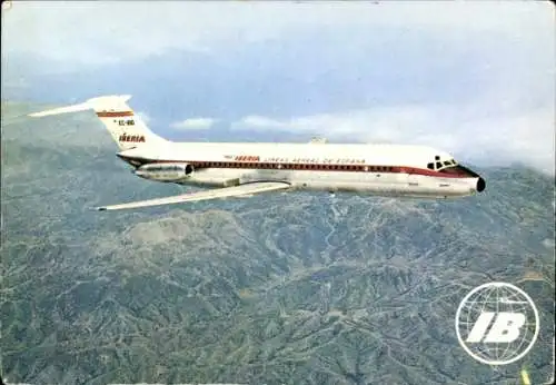 Ak Spanisches Passagierflugzeug, Iberia, Douglas DC 9