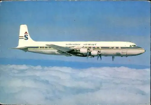 Ak Niederländisches Passagierflugzeug Schreiner Airways, DC-7