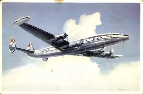 Künstler Ak Lockheed Super Constellation L 1049 G, KLM, britisches Passagierflugzeug