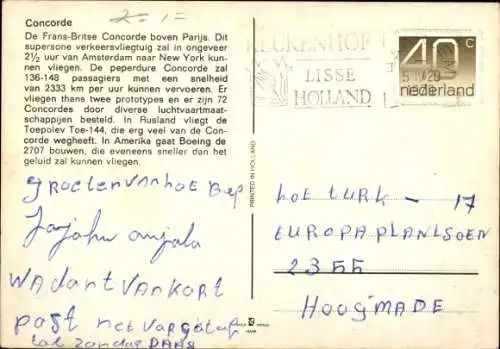 Ak Überschall-Passagierflugzeug Concorde über Paris