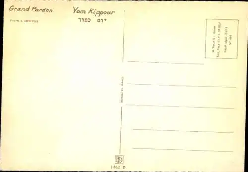 Judaika Künstler Ak Seeberger, Grand Pardon, Yom Kippour, Juden