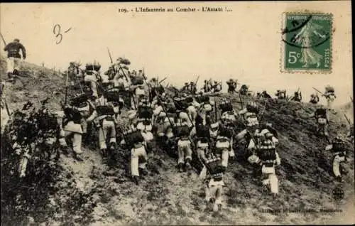 Ak L'Infanterie au Combat, L'Assaut, Französische Armee, Ansturm