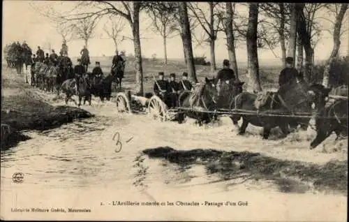 Ak L'Artillerie montée et les Obstacles, Passage d'un Gué, Geschütztransport