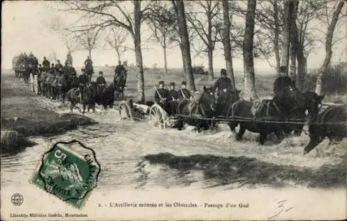 Ak L'Artillerie montée et les Obstacles, Passage d'un Gué, Geschütztransport