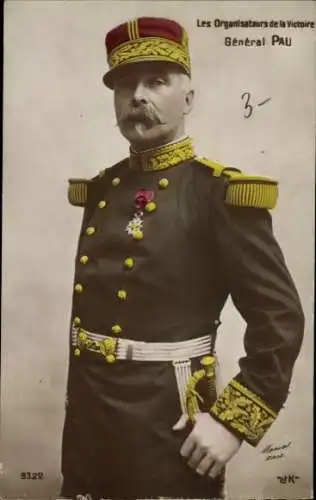 Ak General Paul Pau, Les Organisateurs de la Victoire, Portrait in Uniform, Orden