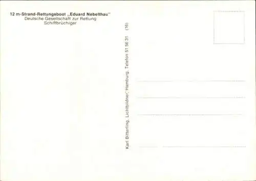 Ak Strand Rettungsboot Eduard Nebelthau, DGzRS