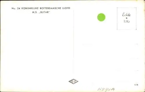 Ak Frachtschiff MS Blitar, Koninklijke Rotterdamsche Lloyd