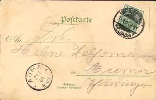 Winter Litho Behüt dich Gott, Trompeter von Säckingen, Fluss