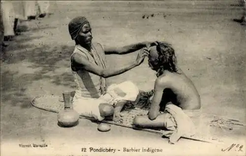 Ak Pondichery Ponducherry Indien, Barbier indigene