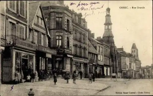 Ak Orbec Calvados, Rue Grande, Bazar Central