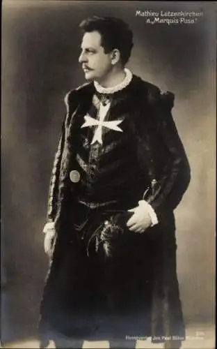 Ak Schauspieler Mathieu Lützenkirchen, Portrait als Marquis Posa