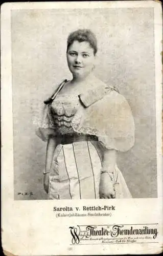 Ak Schauspielerin Sarolta v. Rettich-Pirk, Portrait