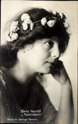 Ak Schauspielerin Berta Neuhoff, Portrait