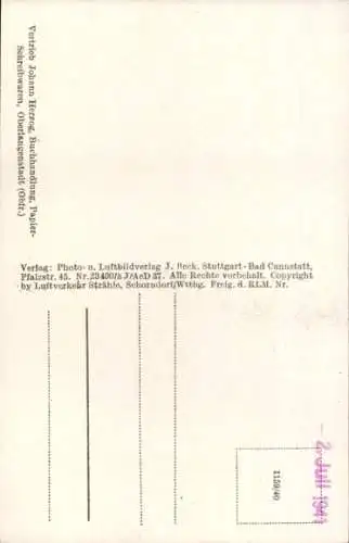 Ak Oberlangenstadt Küps im Frankenwald Bayern, Fliegeraufnahme, Panorama vom Ort