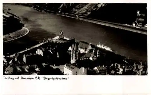 Ak Koblenz am Rhein, Fliegeraufnahme, Deutsches Eck