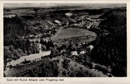 Ak Sulz am Neckar, Fliegeraufnahme, Ruine Albeck