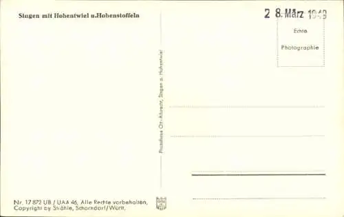 Ak Singen Hohentwiel Baden Württemberg, Fliegeraufnahme