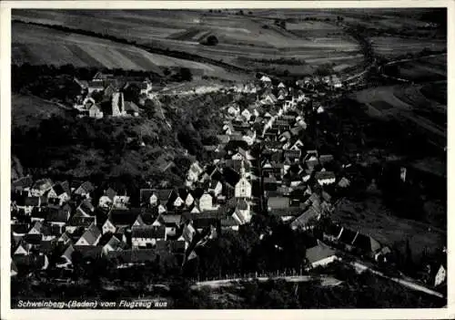 Ak Schweinberg Hardheim Baden, Fliegeraufnahme, Blick auf Ortschaft und Umgebung