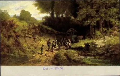 Künstler Ak Spitzweg, C., Menschen auf dem Weg zum Wald