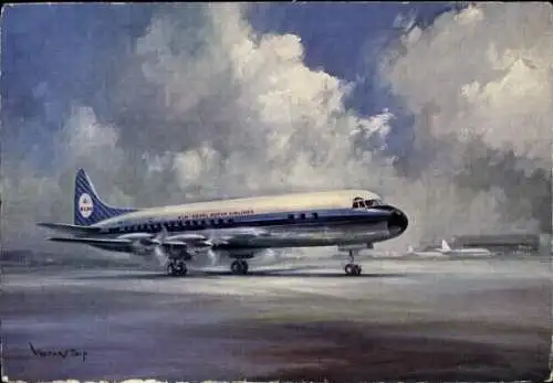 Künstler Ak Niederländisches Passagierflugzeug, KLM, Lockheed Prop-Jet Electra