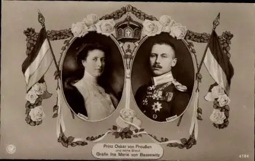 Ak Oskar Prinz von Preußen, Gräfin Ina Marie von Bassewitz, NPG 4784