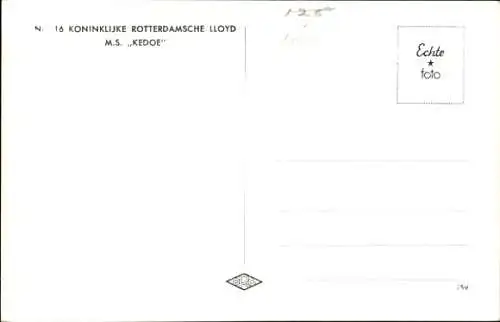 Ak Koninklijke Rotterdamsche Lloyd, KRL, M.S. Kedoe, Frachtschiff