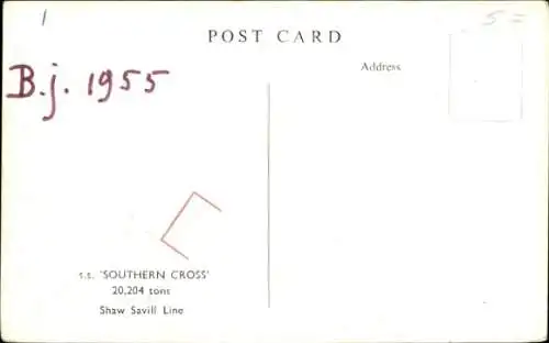 Foto Ak SS Southern Cross, Shaw Savill Line