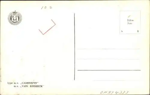 Ak MV Camphuys, MV Van Riebeeck, KPM