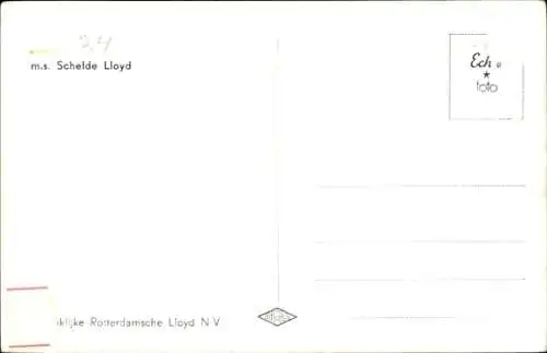 Ak Frachtschiff, MS Schelde Lloyd, KRL, Ansicht Steuerbord