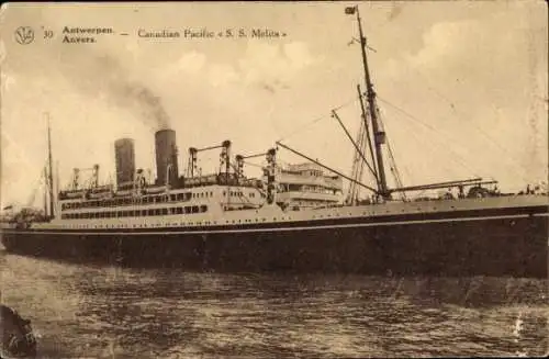 Ak Antwerpen, Canadian Pacific Ships, S.S. Melita, Dampfer