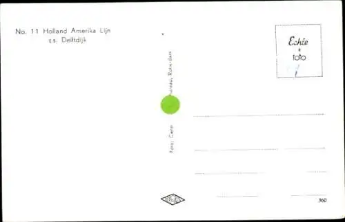 Ak Dampfer Delftdijk, HAL