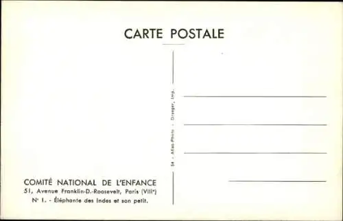 Ak Indischer Elefant mit Kalb, Mahut