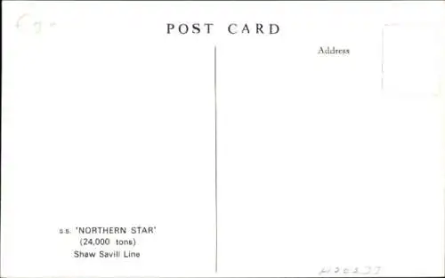 Ak Passagierschiff, Northern Star, Shaw Savill Line