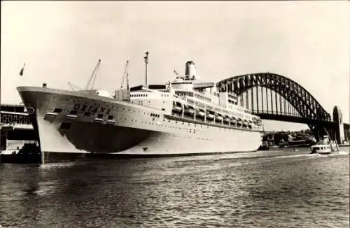 Ak Passagierschiff Oriana im Hafen von Sydney, P&O, Mobil Oil Nederland