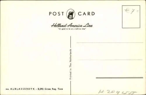 Ak SS Alblasserdyk, Holland America Line, HAL, Frachtschiff