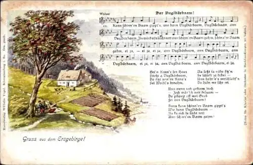 Lied Ak Vogel, Wilhelm, Dar Vuglbärbaam, Landschaftsidylle, Erzgebirge