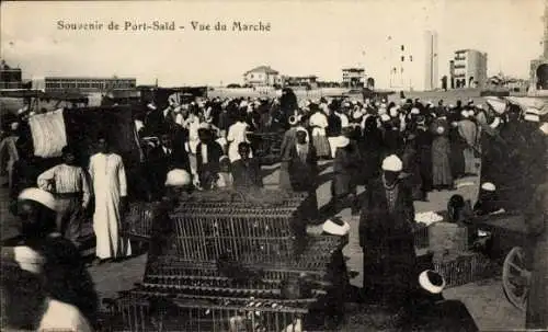 Ak Port Said Ägypten, Blick auf den Markt, Ansicht vom Markt