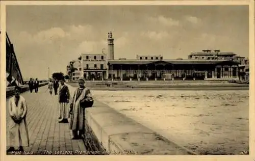 Ak Port Said Ägypten, La Promenade de Lesseps et le Casino, Casino Place Hotel