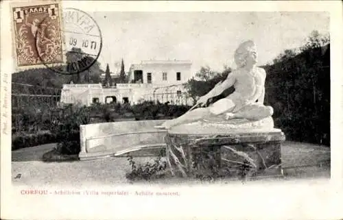 Ak Korfu Griechenland, Achilleion, Villa Imperiale, Statue d'Achille